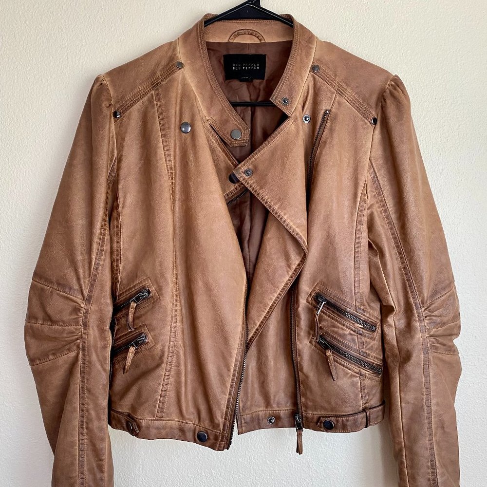 Blu Pepper REAL leather jacket - size medium